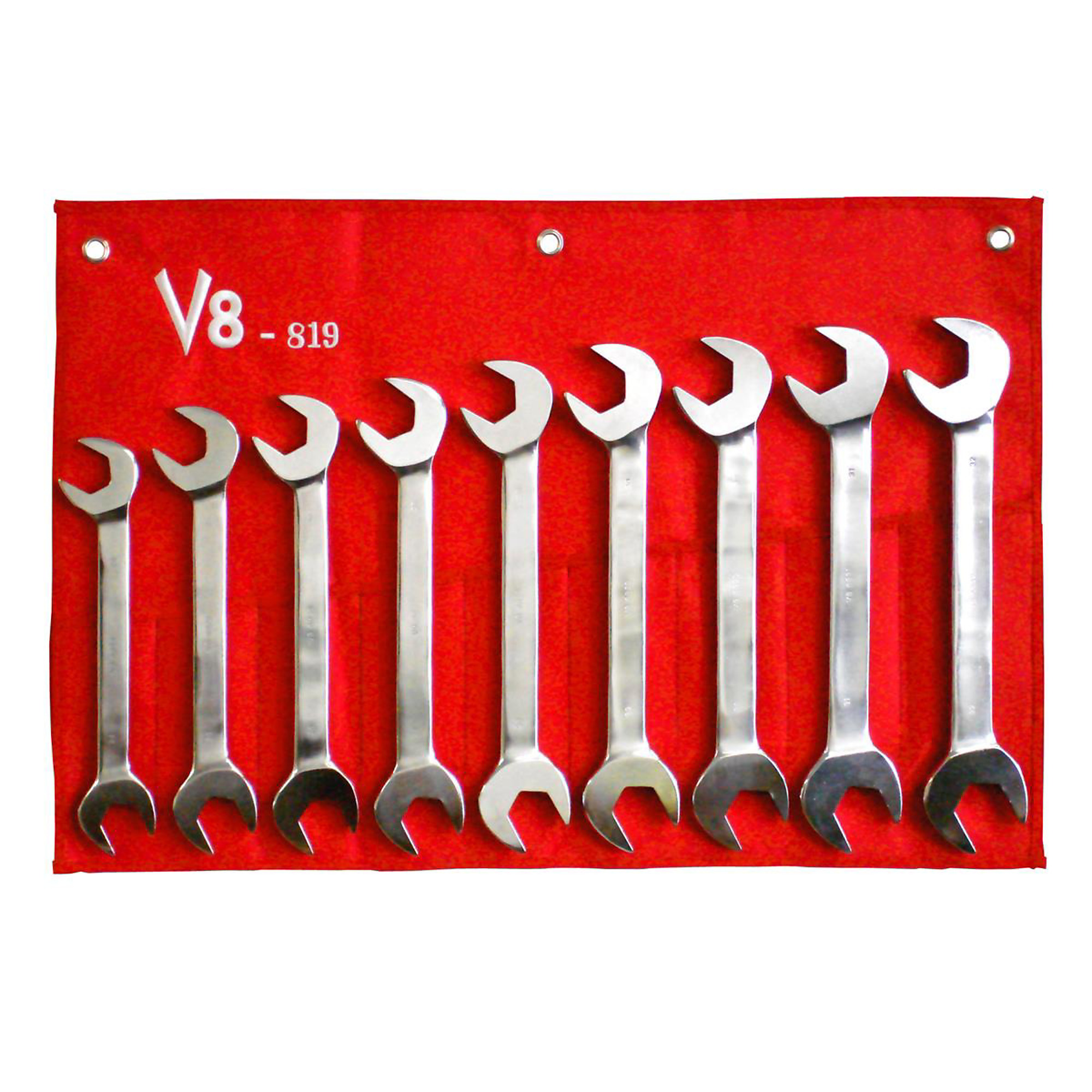 V-8 Tools Jumbo Metric Angle Wrench Set — 9-Piece, 24mm to 32mm, Drop-Forged Alloy Steel, Model# V8T819